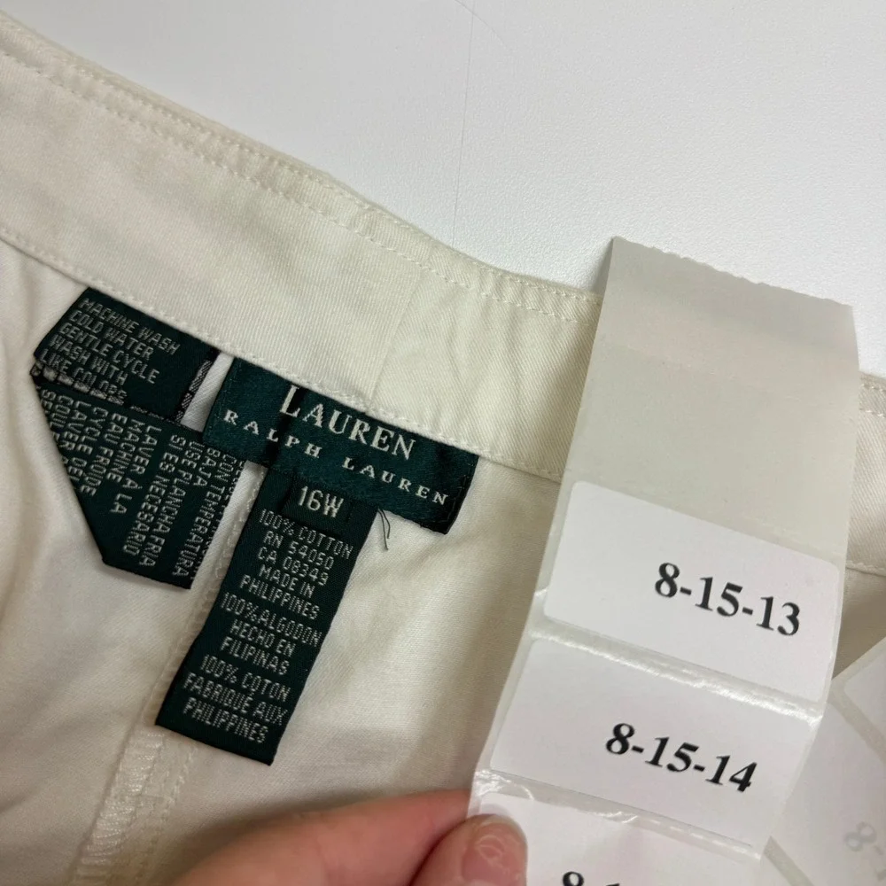 Lauren Ralph Lauren Shorts Womens 16W White Cotton Cargo Utility Drawstring‎